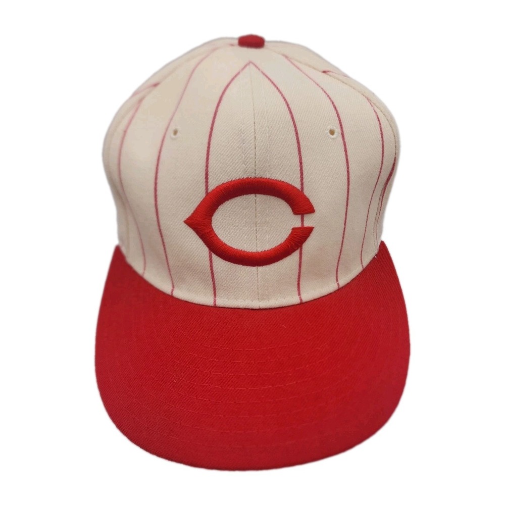 Vtg New Era 5950 Pro Model Wool Cincinnati Reds Diamond Collection Hat Sz 6 7/8